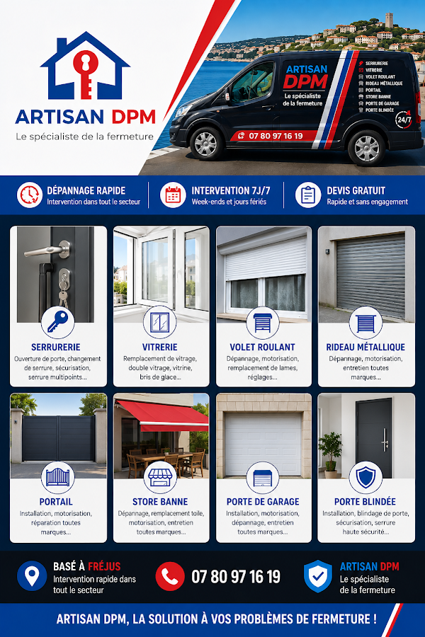 Artisan DPM - Serrurerie - Vitrerie - Volet Roulant - Rideau Métallique - Portail