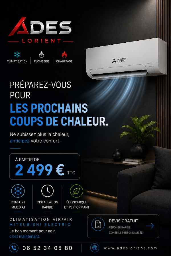 ADES Lorient 👑 Clim air/air ❄️ PAC air/eau🔥