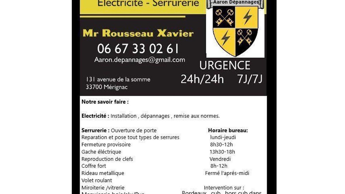 Aaron Depannages Electricite Serrurerie