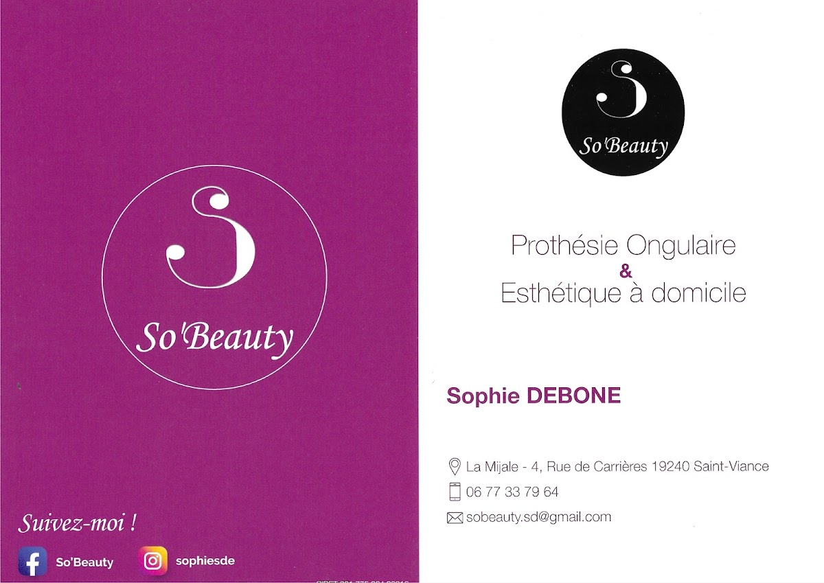 Esthétique & Ongles à domicile "So'Beauty"- Sophie Debone